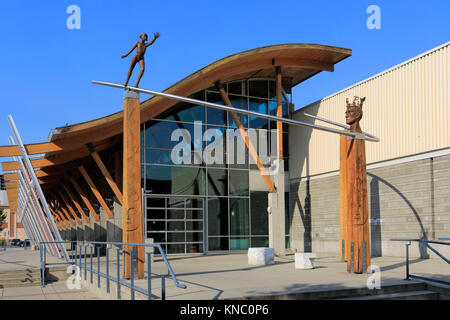 The Concept to Creation Sculptures, Rotary centre for the Arts, downtown Kelowna City, Okanagan Lake, British Columbia, Canada. Stock Photo