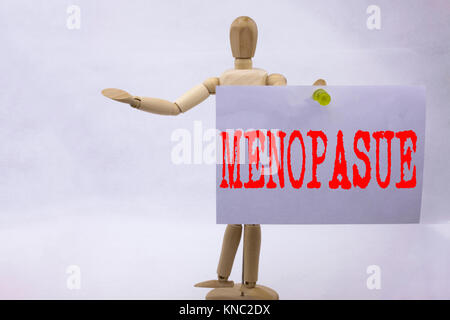 Conceptual hand writing text caption inspiration showing Menopause Business concept for Midlife Crisis Grand Climacteric written sticky note sculpture Stock Photo