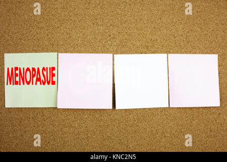 Conceptual hand writing text caption inspiration showing Menopause Business concept for Midlife Crisis Grand Climacteric on the colourful Sticky Note  Stock Photo