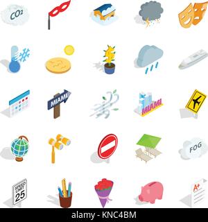Individual icons set, isometric style Stock Vector