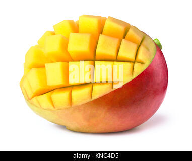 Mango sliced to cubes isolated Stock Photo