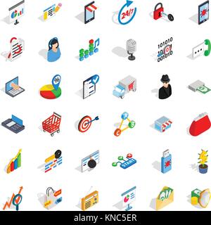 Target icons set, isometric style Stock Vector