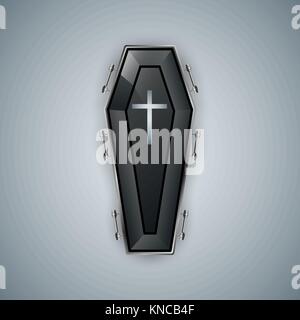 Coffin logo on the grey bacground.  Stock Vector