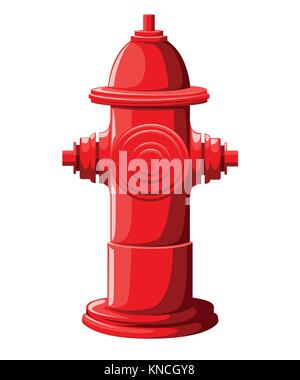 Red fire hydrant in flat style isolated on white background website page and mobile app design. Stock Vector