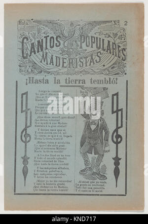 Broadsheet celebrating one of the founders of the Mexican Revolution, Francisco Madero, shown in a suit and top hat pointing to the phrases 'Que Si' and 'Que No' MET DP868560 737553 Artist: Jos? Guadalupe Posada, Mexican, 1851?1913, Publisher: Antonio Vanegas Arroyo, 1850?1917, Mexican, Broadsheet celebrating one of the founders of the Mexican Revolution, Francisco Madero, shown in a suit and top hat pointing to the phrases 'Que Si' and 'Que No', ca. 1911, Photo-relief and letterpress on gray paper, Sheet: 11 13/16 ? 8 3/16 in. (30 ? 20.8 cm). The Metropolitan Museum of Art, New York. Gift of  Stock Photo