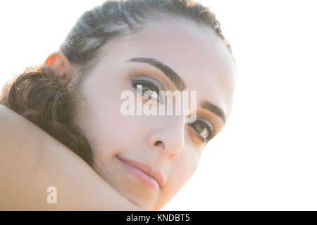 Close up of a beautiful young woman outdoors Stock Photo