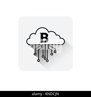Bitcoin Cloud Icon Digital Web Money Crypto Currency Logo Concept Stock Vector