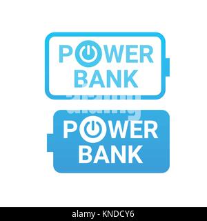 Icons Of Power Bank Portable Mobile Battery Device Concept Stock Vector