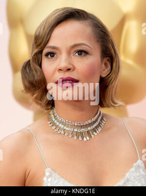 HOLLYWOOD, CA - FEBRUARY 22:  Carmen Ejogo attendst the 87th Annual Academy Awards at Hollywood & Highland Center on February 22, 2015 in Hollywood, California.   People:  Carmen Ejogo Stock Photo