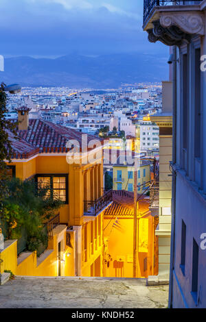 Streets in Plaka, the old town of Athens, Greece. Stock Photo