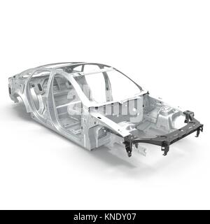 Car Frame without Chassis on white. Angle from up. 3D illustration ...