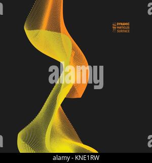 Abstract digital landscape with flowing particles. Cyber or technology background. Stock Vector
