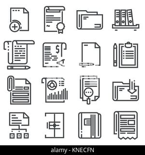Vector line documents icons set Stock Vector