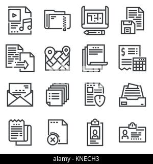 Vector line documents icons set Stock Vector