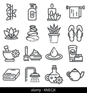 Spa massage therapy cosmetics icons. Stock Vector