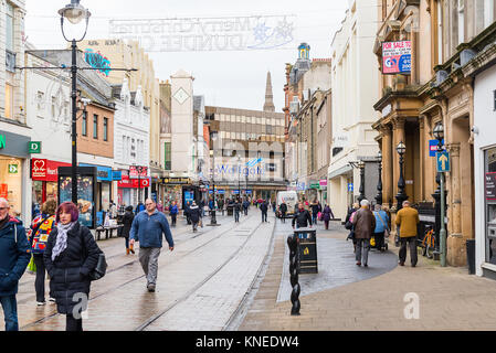 Dundee,Scotland,UK-Dercember 05,2017: The city centre of Dundee with people going about their christmas shopping and looking down towards the Wellgate Stock Photo