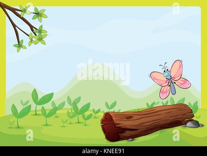 Illustration of a butterfly in a beautiful nature Stock Vector