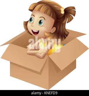 Cartoon illustration of a cardboard box hiding a secret Stock Photo ...