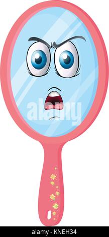illustration of a mirror with face on a white background Stock Vector