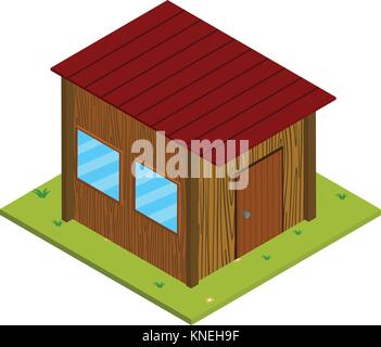 Big red farm house, illustration, vector on a white background Stock ...