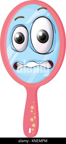 illustration of a mirror with face on a white background Stock Vector