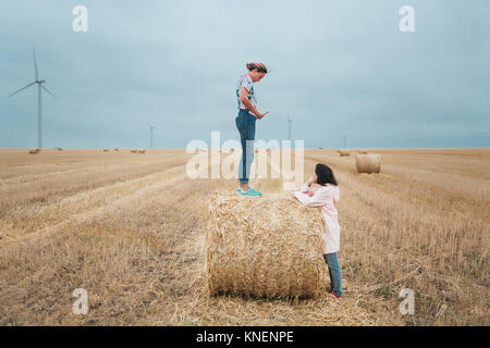 Women on field, Odessa, Ukraine Stock Photo