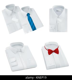 Male blank folded shirts set Stock Vector
