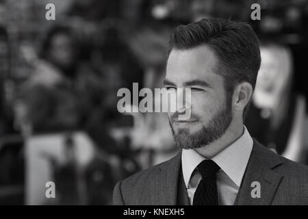 London, UK, 2nd May, 2013: Image digitally altered to monochrome Chris Pine attends the UK Premiere of 'Star Trek Into Darkness' at The Empire Cinema Stock Photo