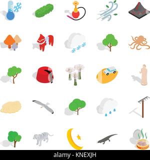 Animality icons set, isometric style Stock Vector