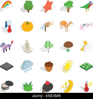 Beast world icons set, isometric style Stock Vector