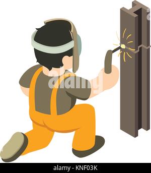 Builder welder icon, isometric 3d style Stock Vector