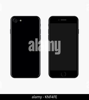 Smartphone realistic vector illustration. New frameless black smart phone design concept. Stock Vector