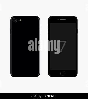 Smartphone realistic vector illustration. New frameless black smart phone design concept. Stock Vector