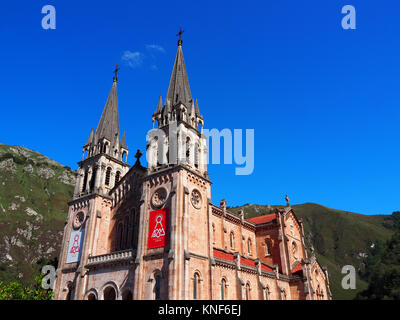 View of the Basilica in Covadonga, Asturias - Spain. From 8 September 2017 until 8 September 2018 Covadonga celebrates the Jubilee Year. Stock Photo