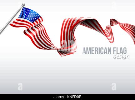 American Flag Ribbon Design Stock Vector