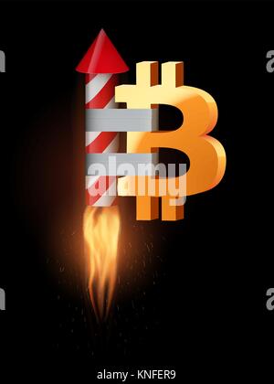 The concept of bitcoin growth Stock Vector