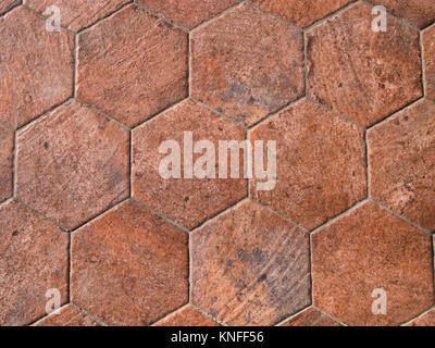Vintage Italian hexagonal floor tiles. Stock Photo