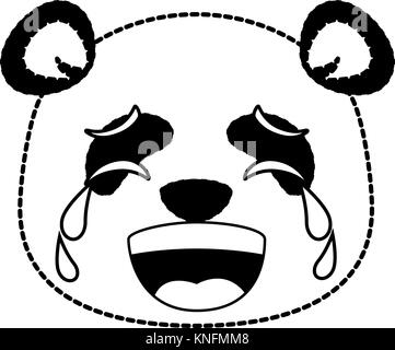 cute panda crying emoji kawaii vector illustration design Stock Vector