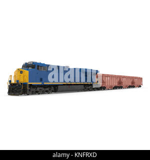 Cargo train on white. 3D illustration Stock Photo