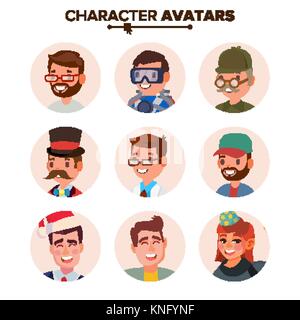 People Avatars Collection Vector. Default Characters Avatar Placeholder. Cartoon Flat Isolated Illustration Stock Vector