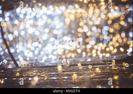 Small Night light bulb LED and bokeh background On the night of the festival Stock Photo