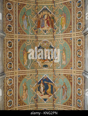 A NAVE CEILING PANELS IN ROOF  DEPICTING HISTORY OF MAN,  ELY CATHEDRAL, ELY, CAMBRIDGESHIRE Stock Photo