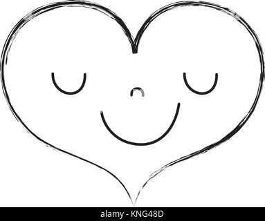 figure cute happy heart kawaii with facial expression Stock Vector