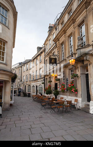 Bath, United Kingdom - November 1, 2017: St. Johns Place, Street view of Bath, Somerset.  The city became a World Heritage Site in 1987 Stock Photo