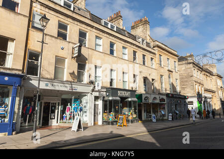 Bath, United Kingdom - November 2, 2017: Street view of Bath, Somerset. Ordinary people and tourists walk the street. The city became a World Heritage Stock Photo