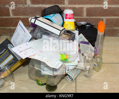 A large recycling bag of recyclable household waste collected in a  pensioners home in Bangor County Down in Northern Ireland over a few days  only Stock Photo - Alamy