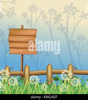 Scene with wooden signs in the woods illustration Stock Vector Image ...