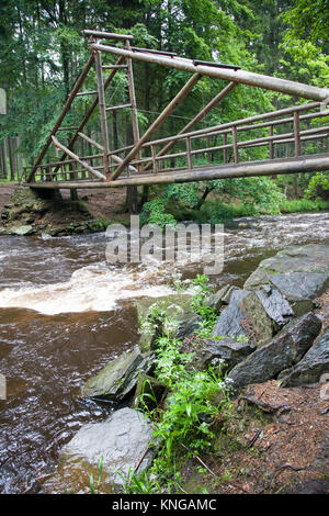 Land gate and Smuggler path on Orlice river, Eagle Mounains, Bohemia, Czech, Zemska brana, Paseracka stezka, Orlice, Orlicke hory, Ceska republika Stock Photo