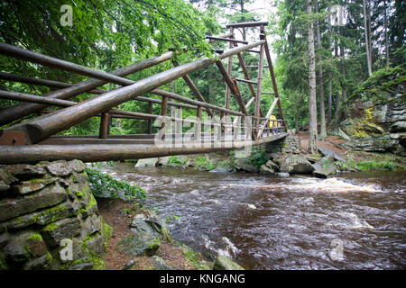 Land gate and Smuggler path on Orlice river, Eagle Mounains, Bohemia, Czech, Zemska brana, Paseracka stezka, Orlice, Orlicke hory, Ceska republika Stock Photo