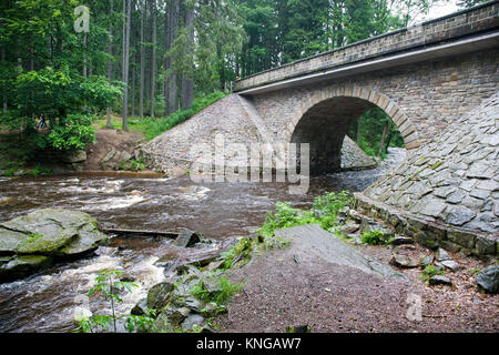 Land gate and Smuggler path on Orlice river, Eagle Mounains, Bohemia, Czech, Zemska brana, Paseracka stezka, Orlice, Orlicke hory, Ceska republika Stock Photo